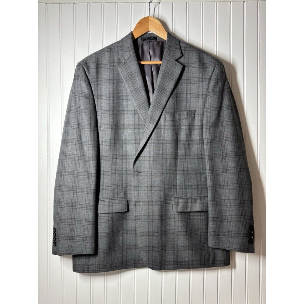 Ralph Lauren Mens 46R Suit Jacket Blazer Blue Gray Check